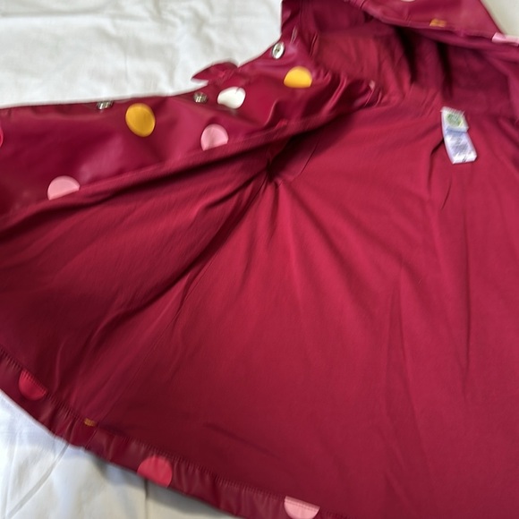 Little Me 24 Months Burgundy Rain Jacket with Multi-Colored Polka Dots - Picture 5 of 7